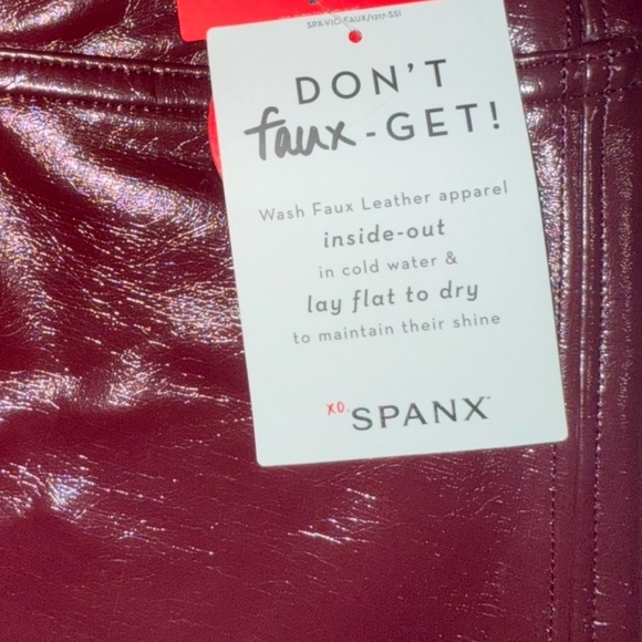 SPANXshape Women's Faux Patent Leather Leggings Burgundy Ruby High Rise M NWT - Picture 14 of 16